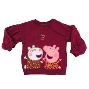 Peppa Pig Suzy Sheep Sweater by Next Maroon Embroidery Cotton Blend Size 3-4Y